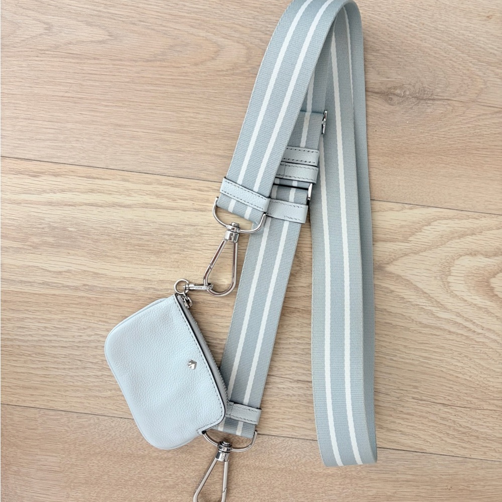 Kate Spade Gray and White Adjustable Strap with Pouch - Picture 2 of 3